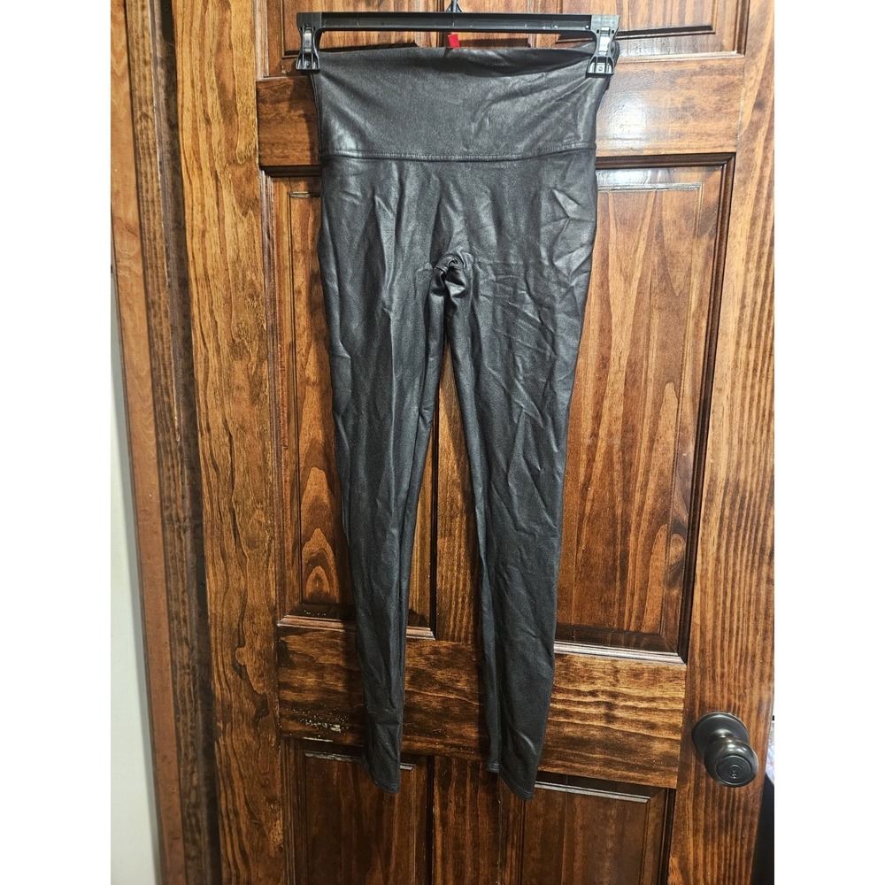 Spanx Faux Leather Leggings Black High Rise Shaping Medium Leggings